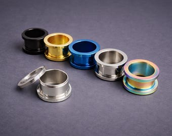 Surgical Steel Screw Fit Ear Tunnels – Double Flare Gauges - Ear Stretcher Plugs Piercings