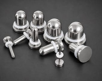 Dilatatore per lobi auricolari in acciaio chirurgico argentato a svasatura singola / 19 misure / Allargatori per lobi auricolari / Tunnel per la pelle da 1 mm a 10 mm