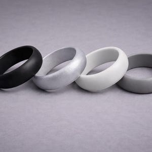 Herr Unisex Silikonringar – Gym Work - Flexibel Gummi Svart Silver Vigselring