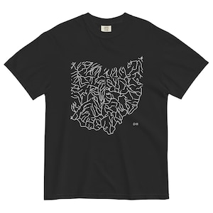 Camiseta con mapa del río del estado de Ohio