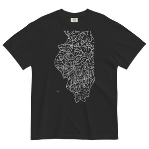 Camiseta con mapa del río del estado de Illinois