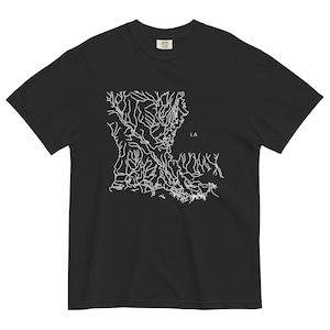 Camiseta con mapa del río del estado de Luisiana