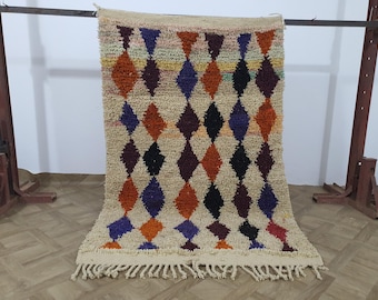 Handmade Beni Ourain Rug: Orange & White Moroccan Berber Wool Rug