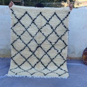 Moroccan rug Hand knotted - Beni ourain Handmade Home Decor - all wool berber rug - Custom Rugs For Living Room -colorful Genuine lamb wool