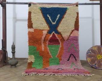 Handwoven Berber Wool Rug: Custom Moroccan Boujaad Design