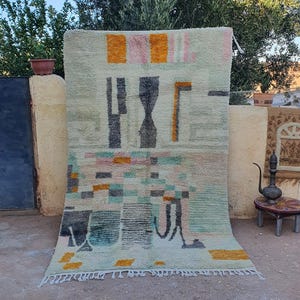 Authentic Moroccan Rug - Berber Carpet - Costum Moroccan Rug - Colorful Rug Bedroom Modern - Hand Knotted Wool Rug - Handmade Rug