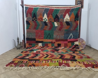 Tapis marocain en laine tissé à la main : design berbère Coloree