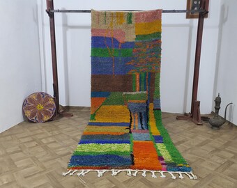Handwoven Moroccan Wool Boujaad Rug - Colorful Berber Design