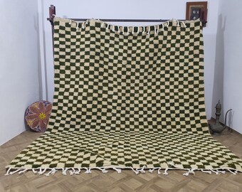 Handwoven Moroccan Wool Rug: Colorful Geometric Berber Carpet