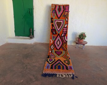 Abstract Berber Rug: Colorful Moroccan Wool Carpet, Custom Size