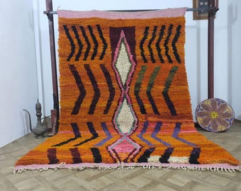 Handmade Multicolored Wool Moroccan Rug: Boho Style