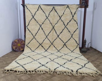 Handwoven Beni Ourain Rug: Authentic Moroccan Berber Wool Carpet
