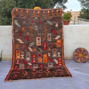 HANDMAID TUFTED RUG, Black Custom Rug,Gorgeous Wool Beni Ourain Rug,Checkered Moroccan Rug, Handmade Shag Rug, High-Quality Wool White Rug,