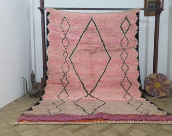 Handwoven Moroccan Berber Rug: Custom Pink Boujad Wool Rug