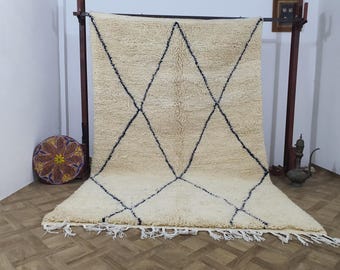 Handmade Beni Ourain Rug: Pink Berber Wool Carpet, Moroccan Design