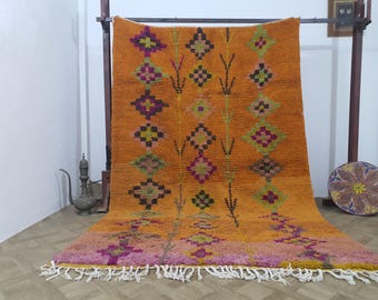 Custom Boujaad Orange Moroccan Rug: Handwoven Wool Berber Kilim