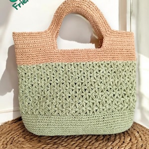 Borsa fatta a mano all'uncinetto, borsa a mano in corda di carta colorata, regalo perfetto per lei, borsa in filato di carta lavorata a maglia