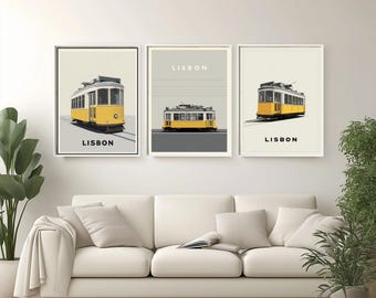 Lisbon Portugal Poster Portuguese Tram Art Portugal Print European Travel Gift City Wall Decor Minimalist Design