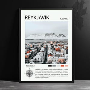 Reykjavík Travel Poster – AI-Generated Wall Art – Scenic Destination Prints - Modern Home Decor – Iceland Landscape Gift Wanderlust Lovers