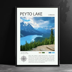 Peyto Lake Kanada Reise Poster Dekor Banff Nationalpark Illustration Wand Geschenk Raumdekoration Kanadische Rockies Reise Print Kunst Geschenk