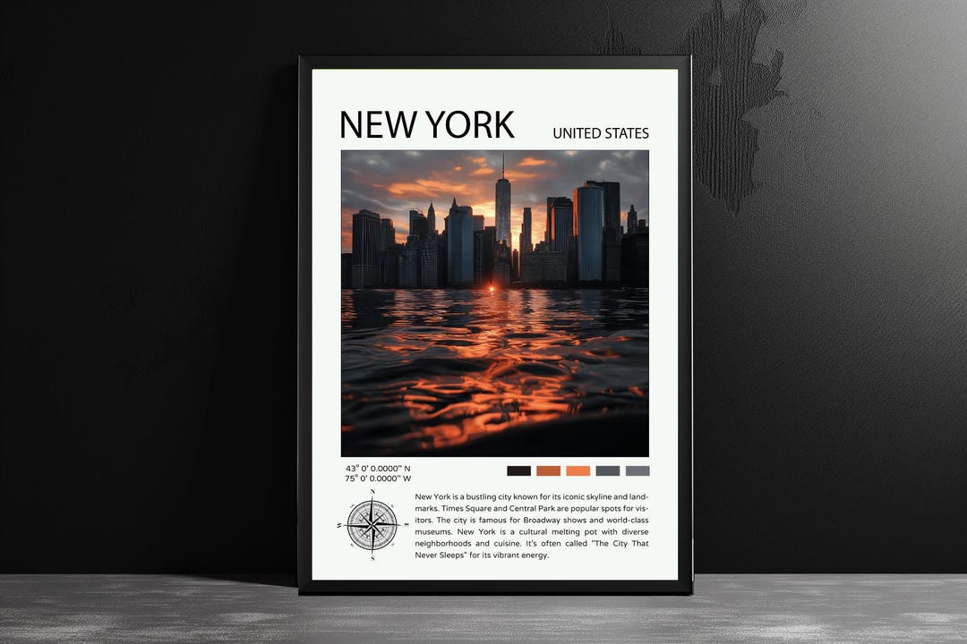 New York City Skyline Poster: Central Park Travel Art Print - Etsy