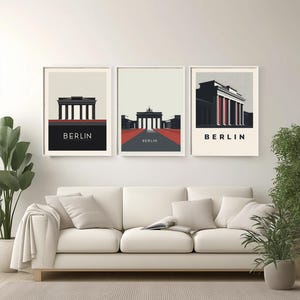 Minimalist Berlin Travel Poster: Brandenburg Gate Geometric Art