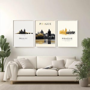 Minimalist Travel Poster Of Prague Czech Republic With Charles Bridge And Castle In Elegant Modern Design Perfect Art For Home Or Office