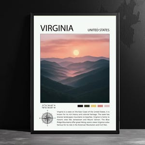 Virginia United States Travel Poster – AI-Generated Wall Art – Scenic Destination Prints – Modern Home Decor – USA Gift Wanderlust Lovers
