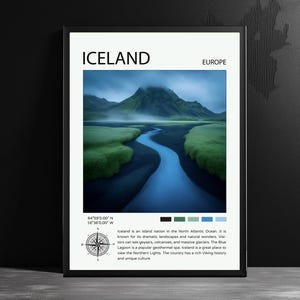 Póster de paisaje de Islandia: Impresión de viaje panorámica generada por IA