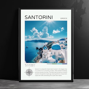 Santorini Greece Travel Poster: Greek Island Wall Art