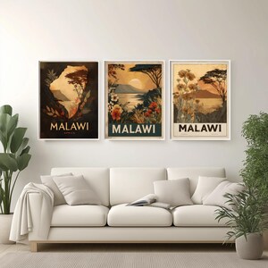 Boho Lake Malawi Reiseplakat: Afrikanischer Stammes- Wand-Kunst-Druck