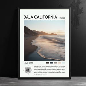 Baja California Mexico Travel Poster Decor Gulf California Peninsula Illustration Wall Gift Room Decoration Mexico Travel Print Art Gift