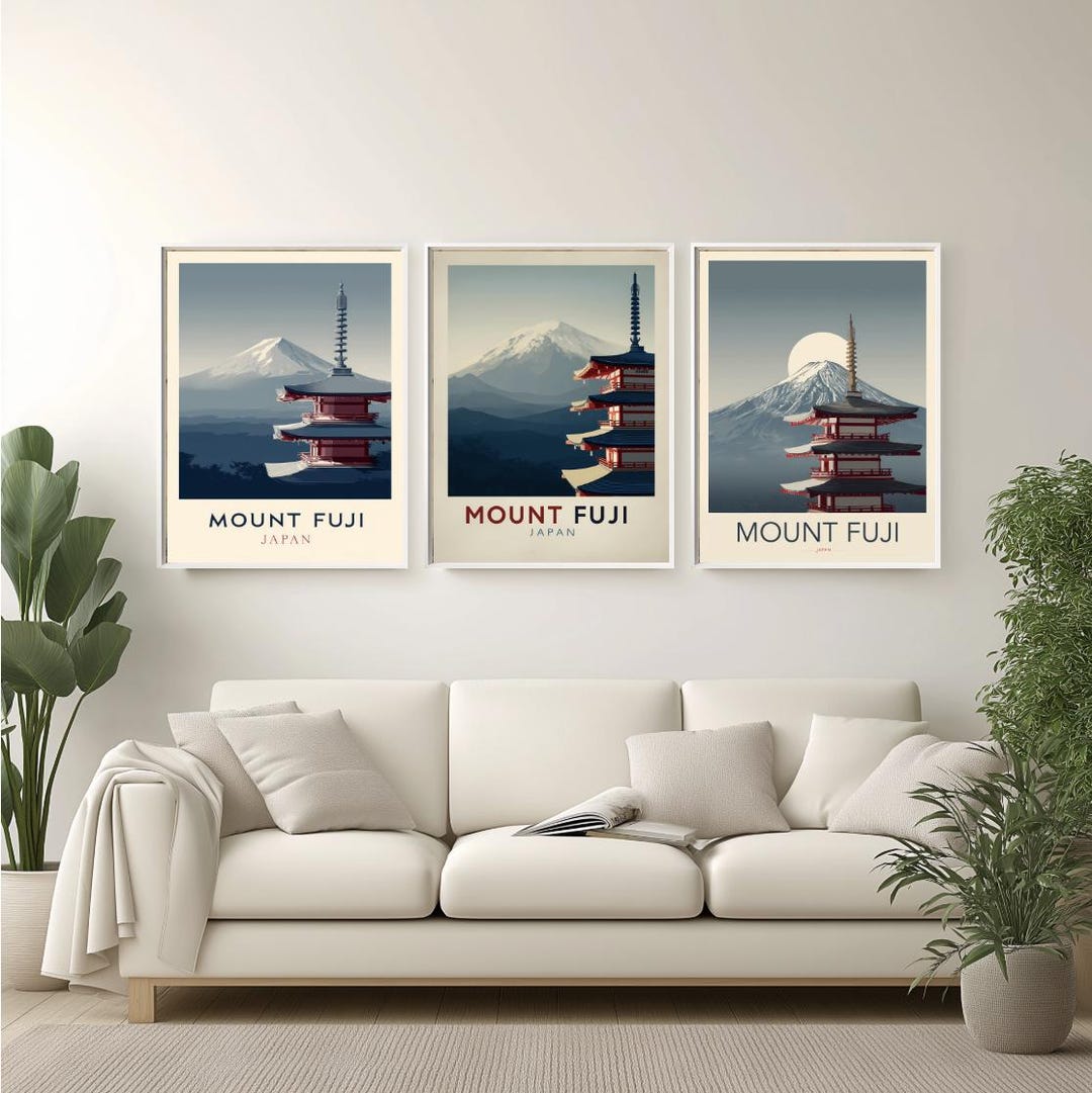 Mount Fuji Japan Travel Poster Art Print, Minimalist Japanese Nature ...