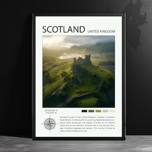 Scotland Travel Poster – AI-Generated Wall Art – Scenic Destination Prints – Modern Home Decor – United Kingdom Gift Wanderlust Lovers
