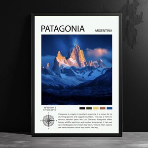 Patagonia Travel Poster – AI-Generated Wall Art – Scenic Destination Prints - Modern Home Decor – Argentina Landscape Gift Wanderlust Lovers