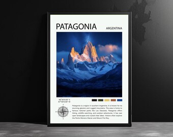 Póster de viaje a la Patagonia: Impresión artística de paisajes argentinos