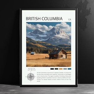 British Columbia Travel Poster: AI-Generated Mountain Landscape Art