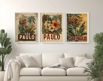 Boho Reise Poster SMalo, Brasilien: Erdige Blumen Kunst