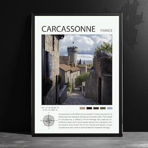 Carcassonne Frankreich Reise Poster Dekor Carcassonne Schloss Occitania Aude Illustration Wand Geschenk Raumdekoration Frankreich Reise Druck Kunst Geschenk