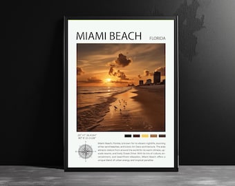 Miami Beach Sunset Travel Poster: Florida Art Print