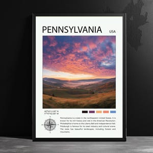 Pennsylvania Travel Poster – AI-Generated Wall Art – Scenic Destination Prints – Modern Home Decor – USA Philadelphia Gift Wanderlust Lovers