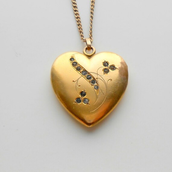 Items similar to Antique Heart Locket with Brilliants. 1907 Photographs