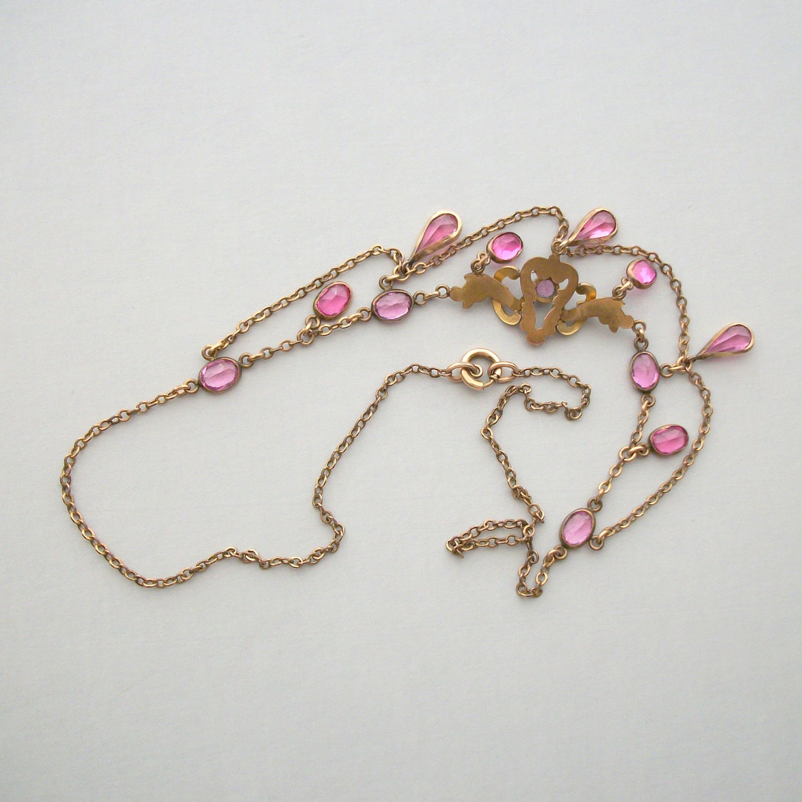 Antique Art Nouveau Jewelry Necklace . Pink . Festoon . Etsy