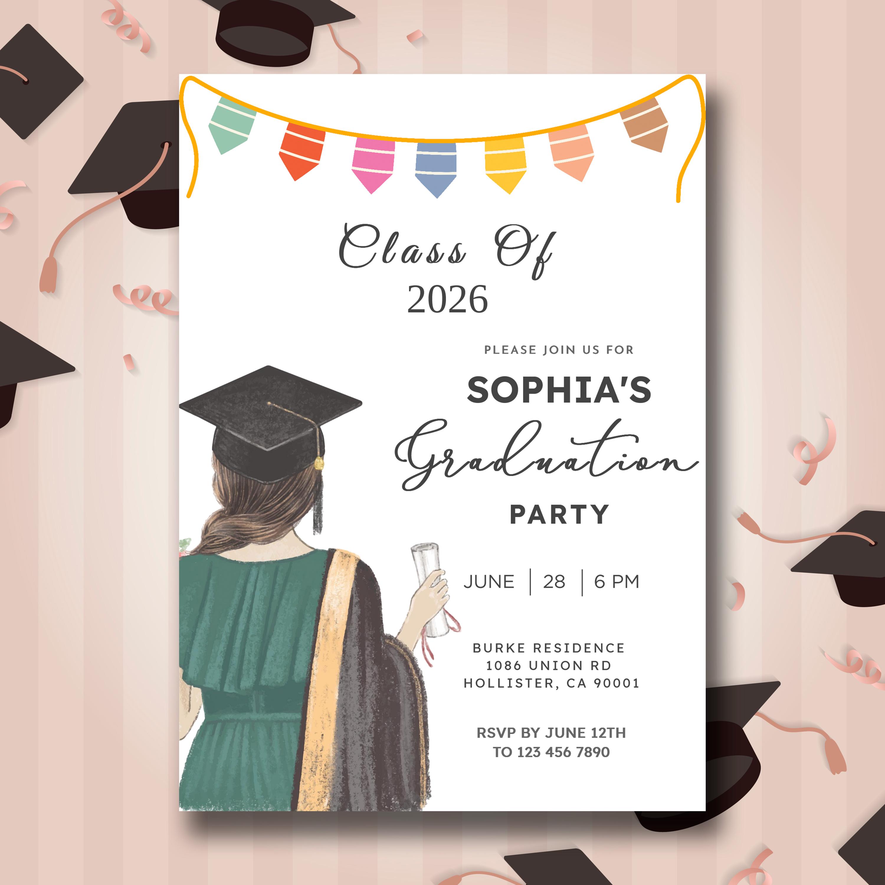 Graduation Ceremony Invitation - Soft & Elegant Graduation Template Card, Simple Illustrated Party Announcement for Girls - Etsy Graduation Ceremony Invitation - Soft & Elegant Graduation Template Card, Simple Illustrated Party Announcement for Girls - Etsy
