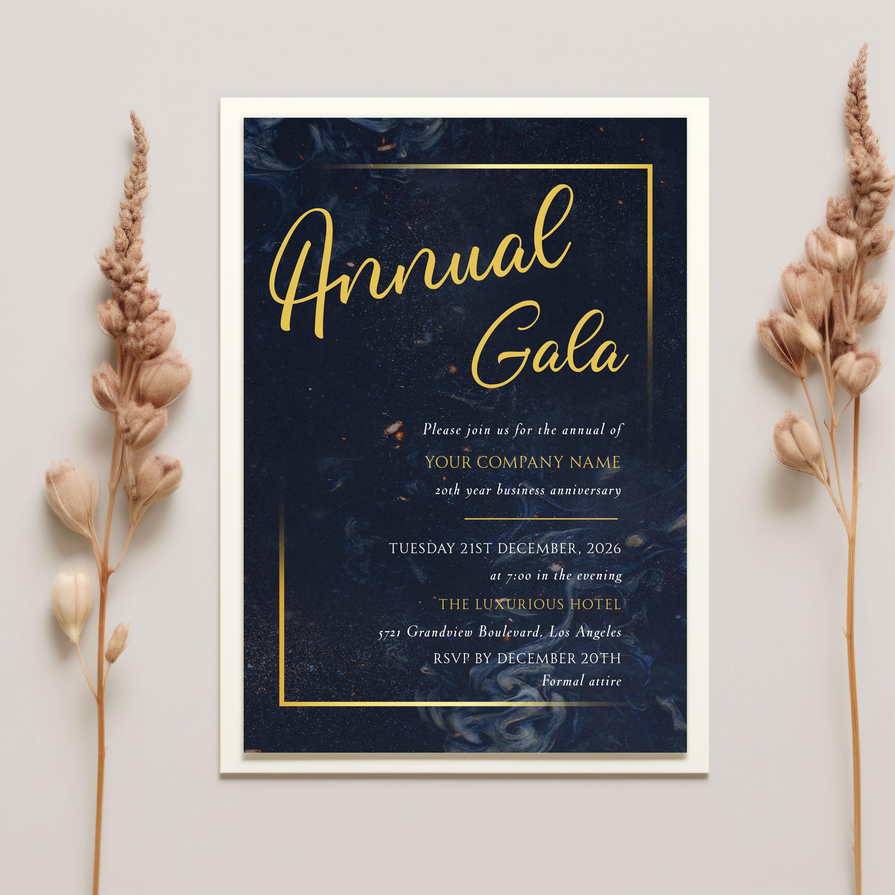 Luxury Gold Gala Invitation: Elegant Corporate Event Template (DIY) - Etsy  Israel, image size:3000x3000
