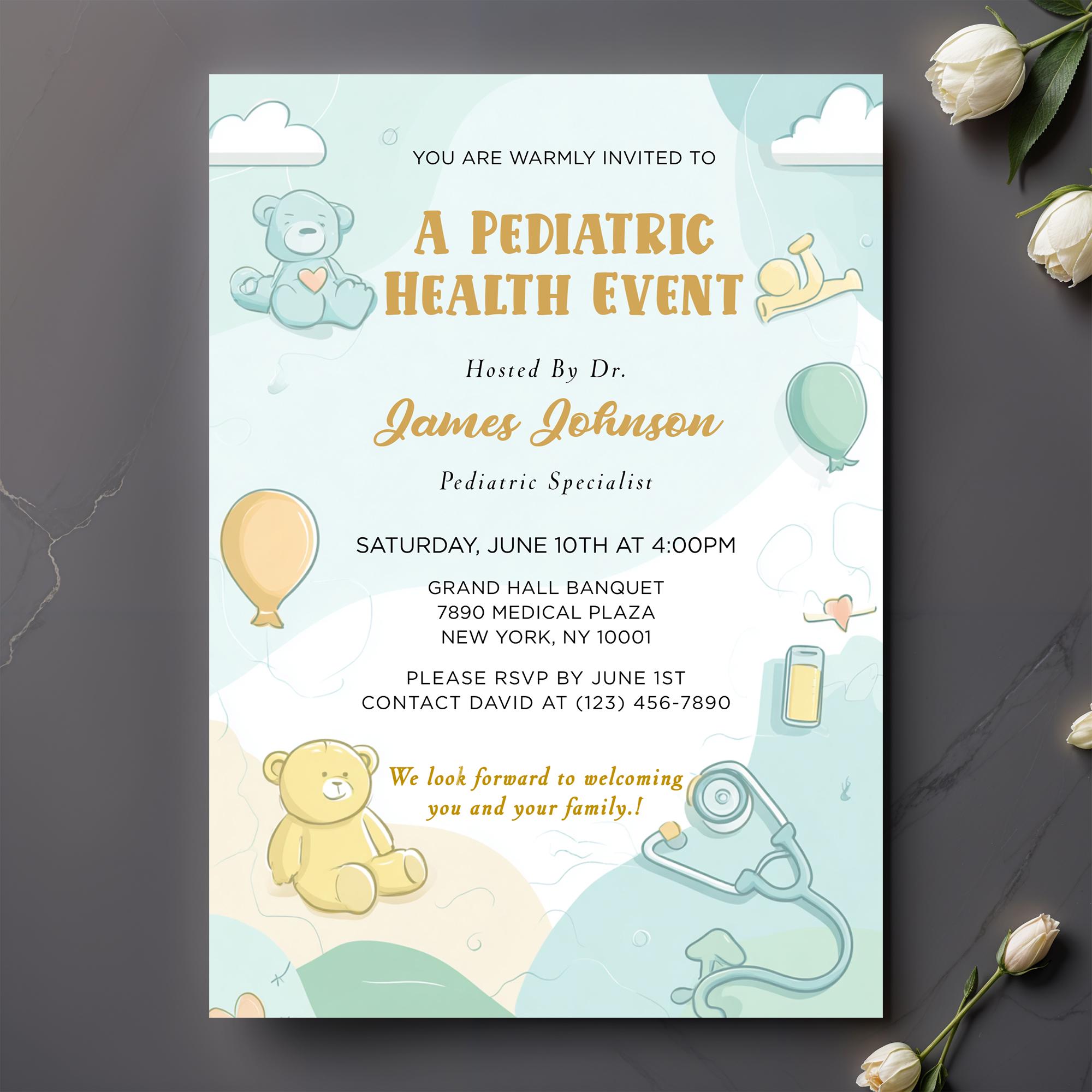 A Pediatric Health Event Invitation Template, Children's Doctor