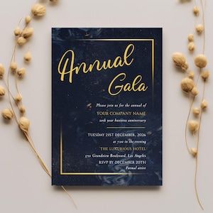 Gala-Einladung - Luxus Gold Jährliche Veranstaltung einladen, Elegante Corporate Gala Vorlage Karte, Prestige Business Evite