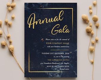 Luxury Gold Gala Invitation: Elegant Corporate Event Template (DIY)