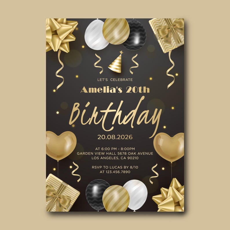Elegant Gold Birthday Invite Luxury Black Gold Invitation Template Il 794xN.6780703073 Srky