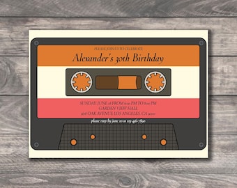 Retro Cassette Birthday Invitation: 80s Mixtape Template (Printable)